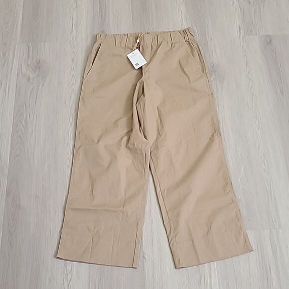 Quince NWT Organic Stretch Cotton Wide Leg Chino Pants size 10 Career Tan Khaki - Picture 2 of 8